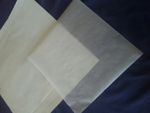 Soft Cheese Wrapping Paper 8" x 8" 25 sheets, duo layer white cello exterior, parchment interior, breathable
